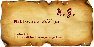Miklovicz Zója névjegykártya